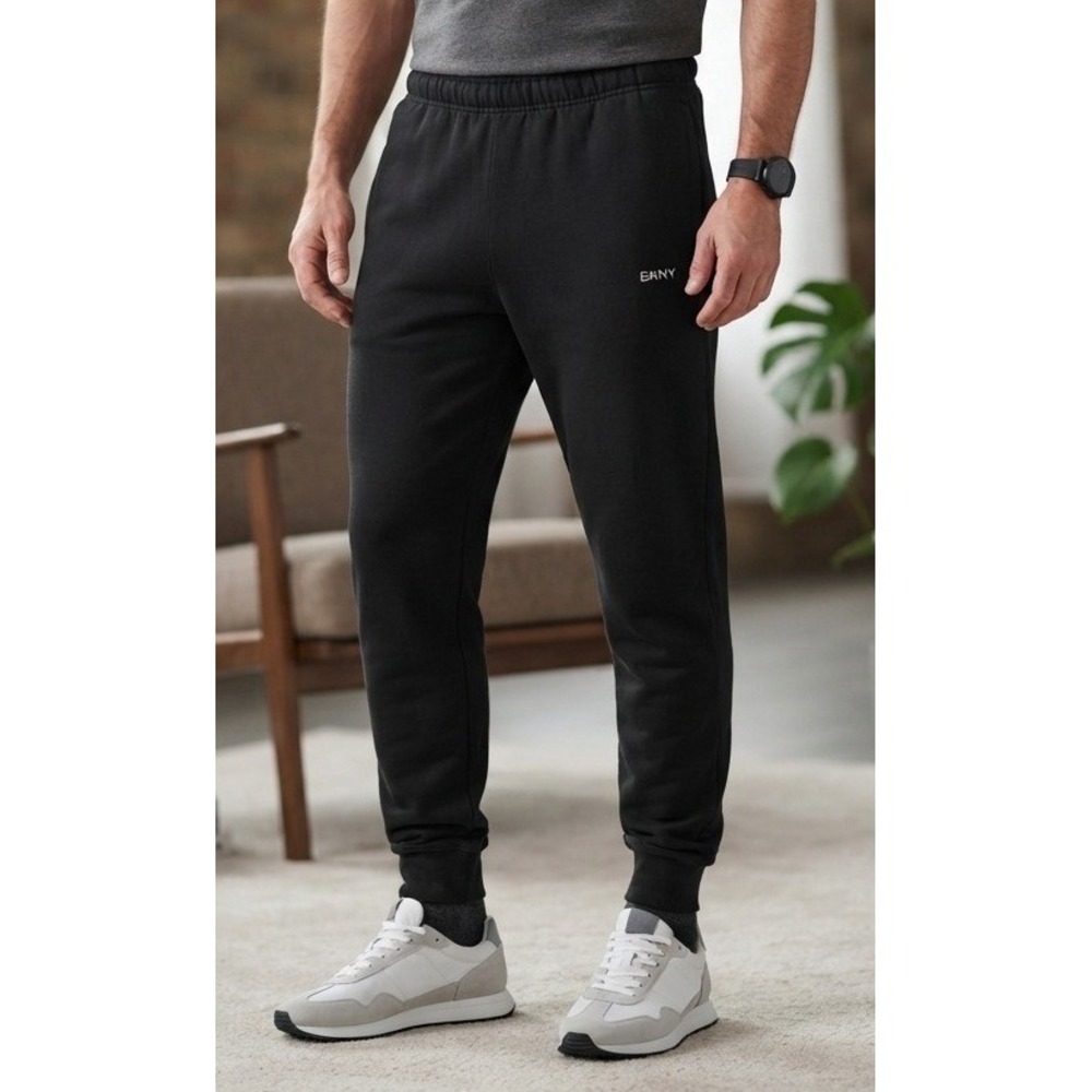 DKNY Fleece Jogger Sweatpants Men's Large Black Cotton Pockets Active Lounge